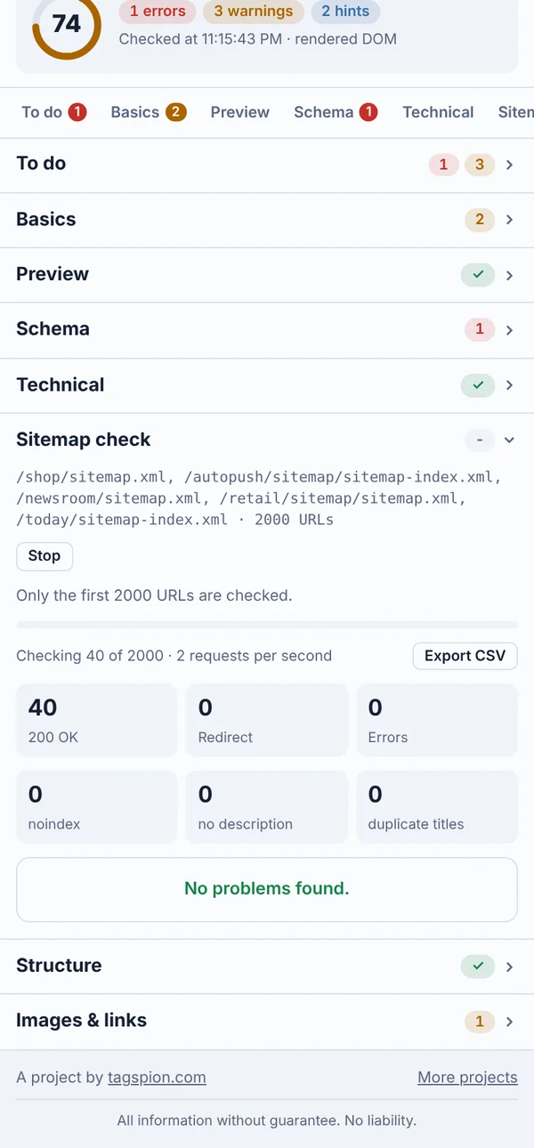 Sitemap-Check
